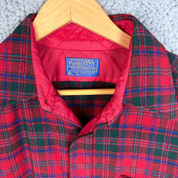 Vintage Pendleton Red Plaid Wool Flannel Shirt Men’s Large USA Made - Picture 4 of 8